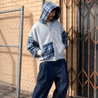 Fabricants de vêtements – Nouveaux sweats à capuche oversize et amples en tissu scuba, avec patchwork à carreaux et blocs de couleur, zippés, pour hommes