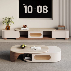Moderno di lusso in marmo legno Tv Stand e tavolo da caffè ovale Set per soggiorno in acciaio <span class=keywords><strong>inox</strong></span> multifunzione <span class=keywords><strong>mobili</strong></span> Design - Product Image 1