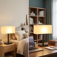 Table à LED moderne américaine de luxe grande taille, ombre de chevet en tissu chaud, fourniture en cristal pour salon, fer et bureaux