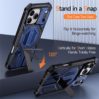Funda Híbrida 3 en 1 Resistente a Caídas para iPhone 18 17 16 15 Pro Max, con Soporte Plegable Oculto y Antideslizante
