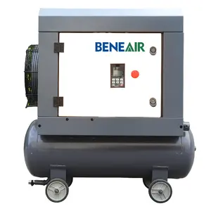 Small Quiet Single Phase 220/230/240V 8 ~10 bar 4 kW 5.5 HP 360L/min PM VSD Rotary Screw Air Compressor with Air Receiver Tank