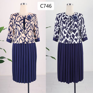 Ensemble de costumes bleus à motif vague d'eau pour femmes, grandes tailles, tenues pour dames, costume d'église - Product Image 4