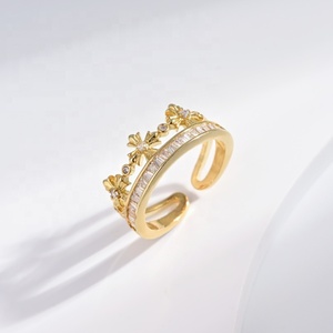 wholesale brass modern Geometric fashion <b>ring</b> Engagement Rhodium plated ladies <b>cheap</b> unique zirconia hip hop adjustable <b>rings</b> - Product Image 3