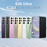Smartphone S26 Ultra 7,3 pouces 120 Hz 5G Android 14 16 Go de RAM 1 To de stockage Appareil photo 108 MP Batterie 7800 mAh Double SIM Cadre métallique