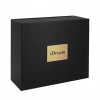 Boîte cadeau rigide en carton de luxe sur mesure à double porte avec fermeture magnétique et poignée, doublure en éponge, gaufrage, emballage cosmétique