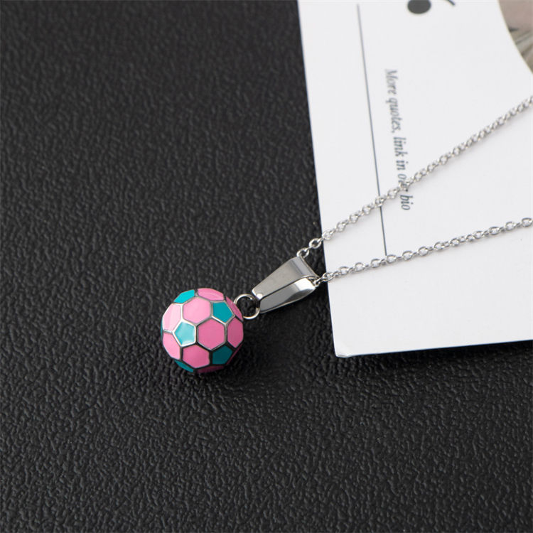 จี้สีชมพู + สร้อยคอ1.5*60ซม.