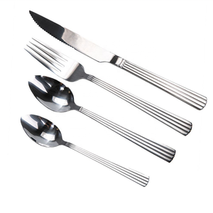 Juego de Cubiertos de Acero Inoxidable de 24 Piezas con Diseño de Rayas, Marca Gold Faqueiro Talheres Casa Home Bestikk Silverware <span class=keywords><strong>Ibiza</strong></span> - Product Image 2