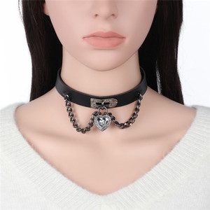 Punk Gothicสร้อยคอหนังPUสำหรับผู้หญิง,สายคล้องคอแบบย้อนยุคสีดำสร้อยคอเลิฟPUแบบนิ่มสำหรับผู้หญิง - Product Image 5