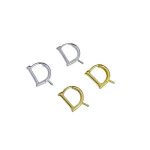 22482DIY Pearl Accessories S925 <b>Silver</b> D-Shaped Female Earnail with 9-12mm Round <b>Beads</b> Empty Tray Jewelry Findings & Components - Product Image 5