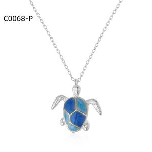 Collar con Colgante de Tortuga Amy Amy, Chapado en Plata, Aleación y Resina, Amuleto de Animal Azul para Mujer, Regalo para Uso Diario - Product Image 1