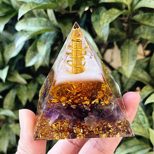 Pirámide de resina de cristal con dragón dorado y amatista en espiral, decoración para el hogar, adorno de escritorio, regalo, artesanía artística - Product Image 4