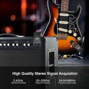 Lekato <b>Wireless</b> Guitar Transmitter <b>Receiver</b> 2.4GHz Rechargeable 6 Channel for Electric Guitar Bass - Product Image 4