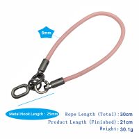 Tali Ponsel Pendek Rajut Tangan dari Polyester Warna-warni 30cm, Pasokan Pabrik, Pengait Logam Merk Mega
