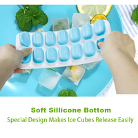 Moules à glace réutilisables en silicone à 14 grilles moule pour machine à boules de glace plateaux à glaçons en silicone avec couvercles pour congélateur empilables