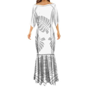 Summer Plumeria Flower Print Ethnic Style Mermaid <strong>Dress</strong> Plus Size Women Clothing <strong>Custom</strong> Tonga Polynesian Tribal Fishtail <strong>Dress</strong> - Product Image 2