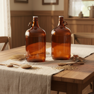 Botellas de Vidrio Transparente Marrón de 3L de Gran Capacidad, Vacías, Personalizadas por Fabricante de Lujo, para Almacenamiento de Vino, con Tapón de Corcho - Product Image 1