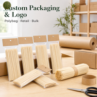 Brochettes en bambou personnalisées avec logo OEM ODM, bâtonnets en bois ronds et pointus imprimés, vente en gros, taille et longueur personnalisables, directement de l'usine