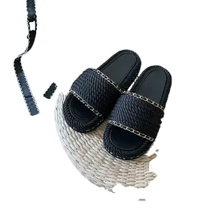 Dropshipping logotipo personalizado chinelo de praia para mulheres marcas famosas luxo casual deslizamento sapatos designer estilo caminhada 2024