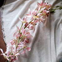 Fleur artificielle d'orchidée Cymbidium, branche rose à pétales marbrés, pour décoration de vase à la maison, bouquet de mariage, arrangement floral