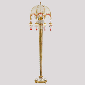 Luxury European Crystal Beads Floor <strong>Lamp</strong> with Copper <strong>Tall</strong> Corner Standing Led Night Light for <strong>Living</strong> <strong>Room</strong> &amp; Study - Product Image 2