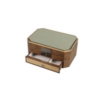 Boîte à bijoux en verre mosaïque moderne de luxe DS avec présentoir à bijoux, plusieurs compartiments, tiroir de rangement, organisateur de bijoux en bois