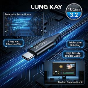 Cable USB 3.0 de A a C de LUNG KAY, Sincronización de Datos Ultrarrápida de 10 Gbps, 60 W, 3 A, PD, Grado Profesional para SSD Industrial - Product Image 2