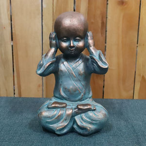 รูปปั้นเรซิ่นขนาดเล็ก3ชิ้น,รูปปั้นพระเล็กเส้าหลินกังฟู FuMonk สำหรับตกแต่งสวนเซนขนาดเล็ก - Product Image 4