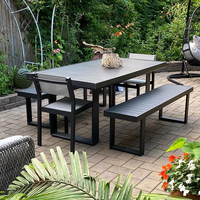 Tables et chaises en teck haut de gamme pour l'extérieur, ensemble moderne pour patio, jardin, balcon, hôtel, villa, résistant à l'eau