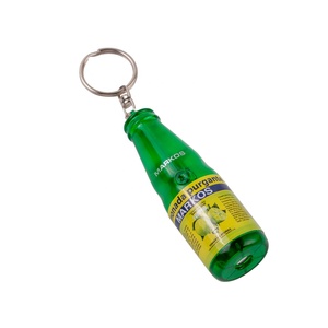Nhà Sản Xuất Tùy Chỉnh Hình Dạng Chai <span class=keywords><strong>LED</strong></span> Đèn Pin Keychain Chiếu Nhỏ Móc Chìa Khóa - Product Image 1