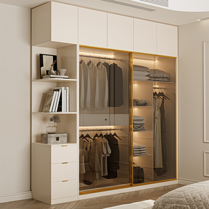 Armoire de dressing en bois personnalisable pour chambre à coucher, miroir réglable, garde-robe, organisation de rangement pour villas et chambres - Product Image 2