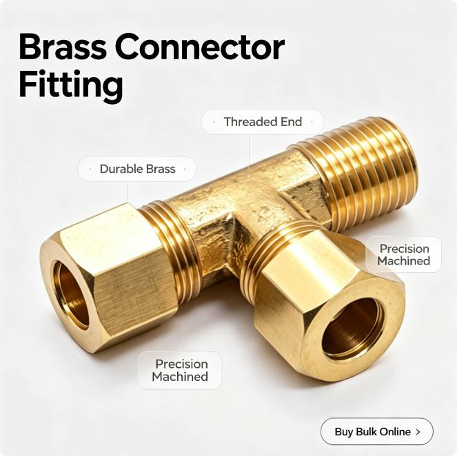 Heavy-Duty Brass NPT Tee Fittings - Male/Female Thread Hydraulic ...