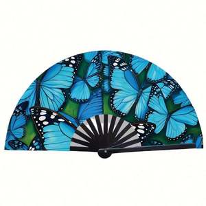 Abanico de Mano Personalizado de Bambú con Varillas de Bambú, Tamaños Grandes, Abanicos de Seda Arcoíris para Danza y Kung Fu - Product Image 4