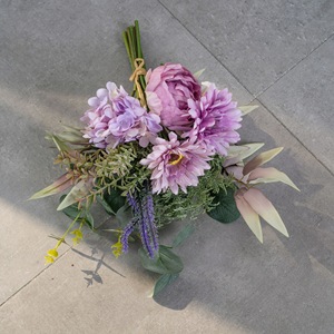 Arrangement floral artificiel CallaFloral, hydrangea et pivoine violettes, plante décorative d'intérieur, ensemble de vase - Product Image 3