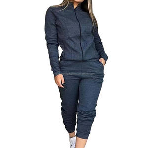 Survêtement décontracté 2 pièces <span class=keywords><strong>en</strong></span> gros Veste de sport pour femme Vestes à fermeture éclair d'automne Ensembles de pantalons de survêtement - Product Image 2