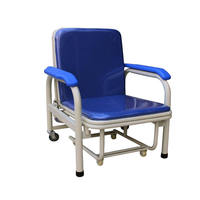 Fauteuil-lit d'accompagnement hospitalier pliant à trois positions avec accoudoirs rembourrés, convertible en lit pour la réadaptation médicale en clinique
