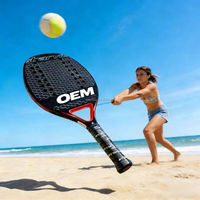Raquette de beach tennis personnalisée la plus populaire, en fibre de carbone 3K, noyau en mousse EVA visible, face de 23,5 cm, poids de 320 g, couleur et logo personnalisés