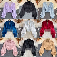 Camisa Elegante de Gasa con Cuentas para Mujer, Manga Larga, Estilo Casual de Oficina, Primavera y Otoño, Nueva, Tallas Grandes, Precio de Mayoreo, Gran Venta