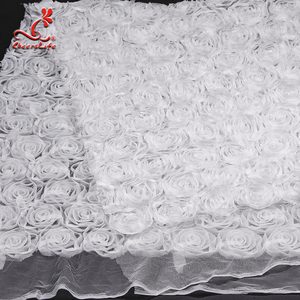 Cheerslife Guangdong poliéster 3D blanco tul francés gasa neto bordado tela de encaje para el vestido de boda - Product Image 4
