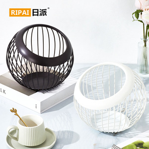 Cesta Redonda de Hierro Forjado para Frutas con Diseño de Alambre Metálico Resistente para Almacenamiento en la Cocina y Organización de Cápsulas de Café - Product Image 2