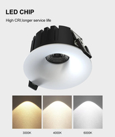 Plafonnier encastré noir et blanc, 3 CCT, spots LED COB intérieurs, downlights AC220V 9W 12W 18W, downlight rond encastré