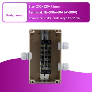 200x120x75mm <b>Waterproof</b> Junction <b>Box</b> One-in-two-out 60A Terminal Block PG19 Cable Gland Enclosure Terminal <b>box</b> - Product Image 2