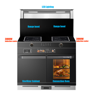 <span class=keywords><strong>Cocina</strong></span> Integrada para el Hogar, Vitrocerámica Templada, <span class=keywords><strong>Cocina</strong></span> de Inducción Todo en Uno de 3000+3000W con <span class=keywords><strong>Campana</strong></span> Extractora <span class=keywords><strong>y</strong></span> Gabinete Esterilizador, <span class=keywords><strong>Horno</strong></span> de Vapor - Product Image 1