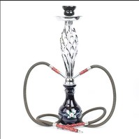 Chicha arabe en métal givré de taille moyenne avec deux tuyaux, ensemble complet d'accessoires pour chicha, en stock, transfrontalier, pipe en métal