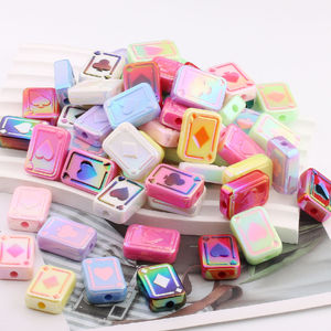 25mm Mignon Carré Acrylique Coloré Coeur Perles Creative Poker Carte Conception pour DIY Stylo Faire Cadeau Accessoires - Product Image 2