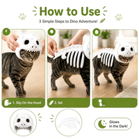 Costume de dinosaure lumineux pour animaux de compagnie, tenue de cosplay mignonne, accessoire photo pour fête d'Halloween, décoration pour petits animaux