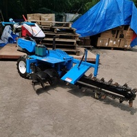 Diesel Mini Skid Steer Trencher Cultivator Menggali Kabel Trencher Mesin Rantai Pegangan Tangan Traktor Trencher untuk Dijual