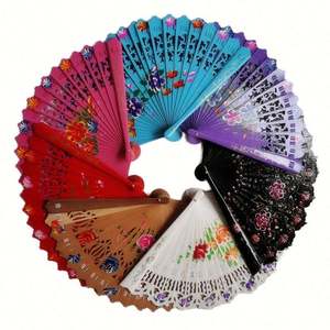 Éventail espagnol en bois peint à la main pour mariages, art populaire écologique, décoration intérieure, éventail poli pour femme pour exprimer l'amour - Product Image 1