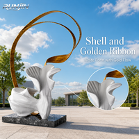 Grande sculpture extérieure en acier inoxydable, sculpture d'art métallique moderne abstraite avec anneaux entrelacés, personnalisée par le fabricant