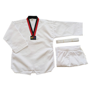Dobok de Taekwondo Unisex, Traje de Entrenamiento Resistente, Rojo y Negro, Cuello en V, para Entrenamiento de Artes Marciales, Logotipo Personalizado, Venta al Por Mayor - Product Image 3