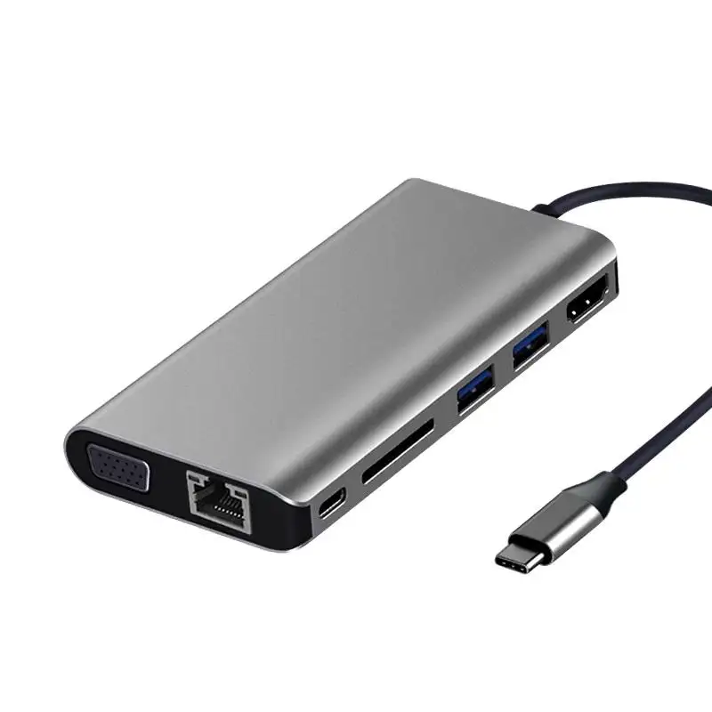 Yeni Usb C 4K Combo çok 8 in 1 Usb 3 0 bağlantı noktası Ethernet adaptörü tip C veri Por şarj tip C Hub kutusu durum